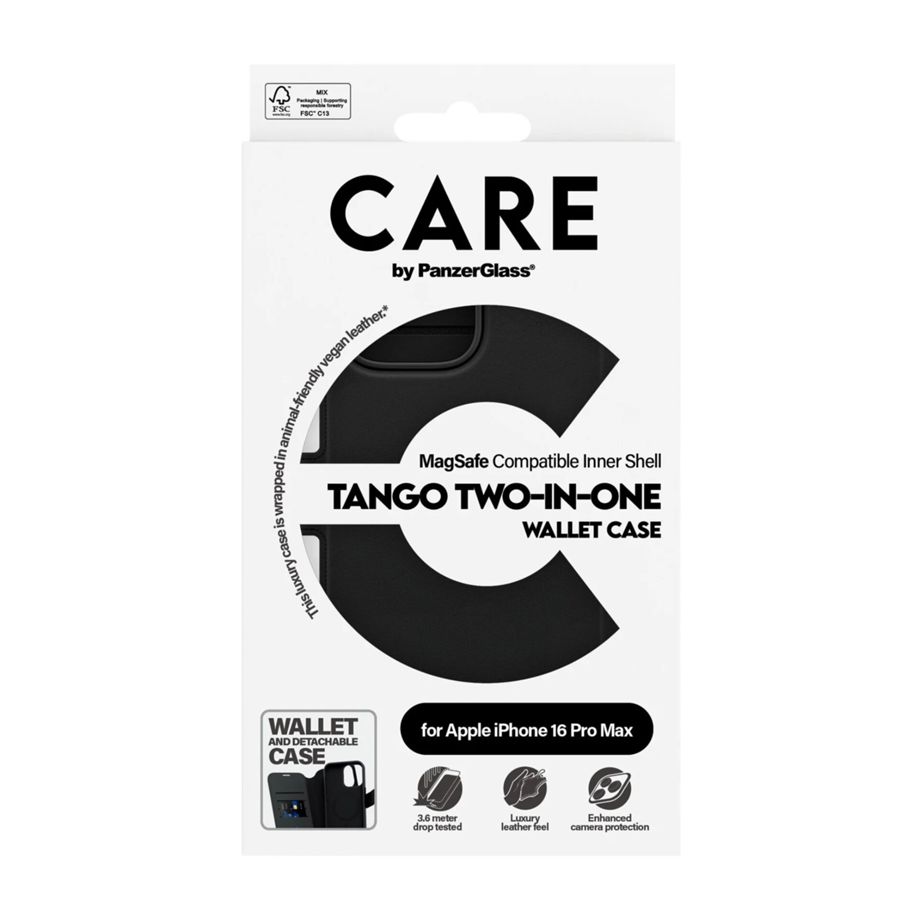 CARE by PanzerGlass Feature Case Wallet MagSafe iPhone 16 Pro Max maciņš, melns