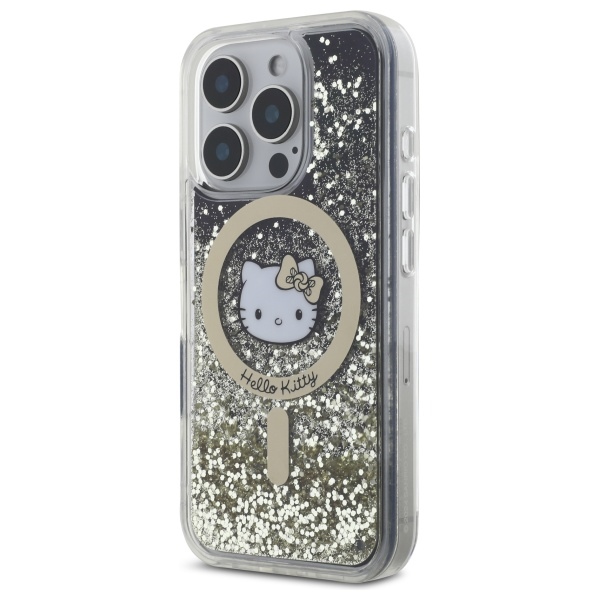 Hello Kitty iPhone 16 Pro Case Liquid Glitter Fever MagSafe, Gold