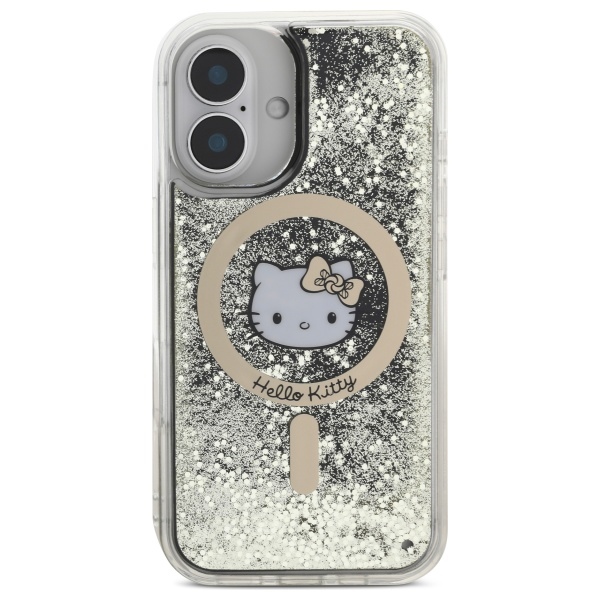 Чехол Hello Kitty для iPhone 16 Liquid Glitter Fever MagSafe, золотой