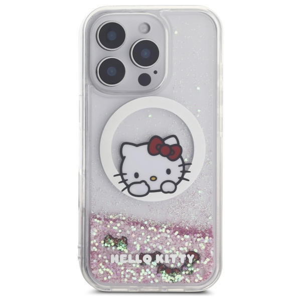 Hello Kitty iPhone 16 Pro Max Case Liquid Glitter Sweet Kitty Bows MagSafe, White