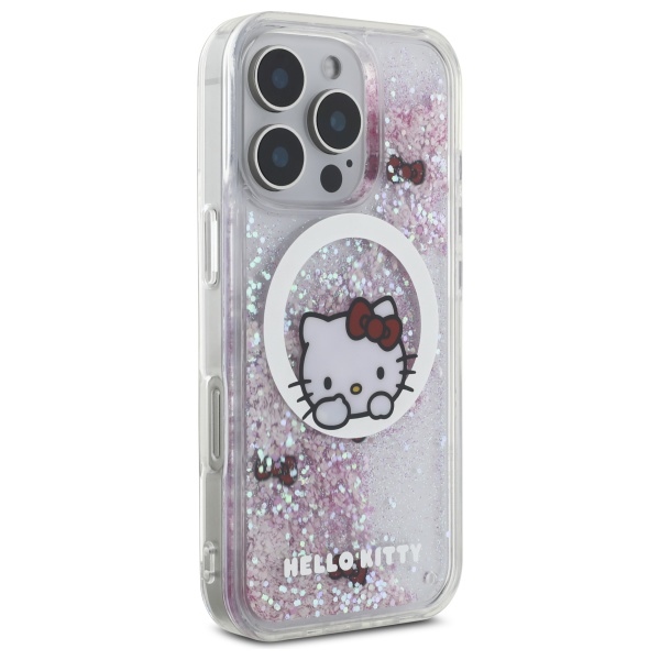 Hello Kitty iPhone 16 Pro Max Case Liquid Glitter Sweet Kitty Bows MagSafe, White