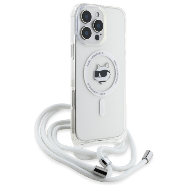 Karl Lagerfeld iPhone 16 Pro Case IML Choupette Head & Cord MagSafe, Clear