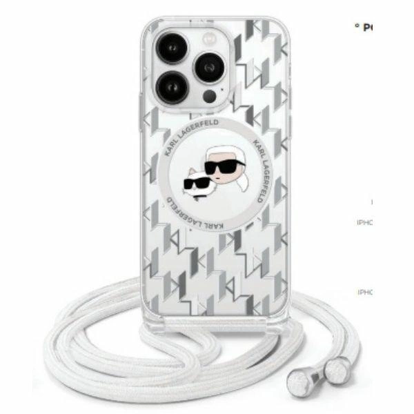 Apple iPhone 16 Pro 6.3'' Karl Lagerfeld IML Crossbody Monogram Karl & Choupette Head MagSafe Cover Case, Transparent |...