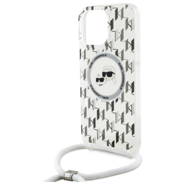 Karl Lagerfeld iPhone 16 Pro Case IML Crossbody Monogram Karl & Choupette, Clear
