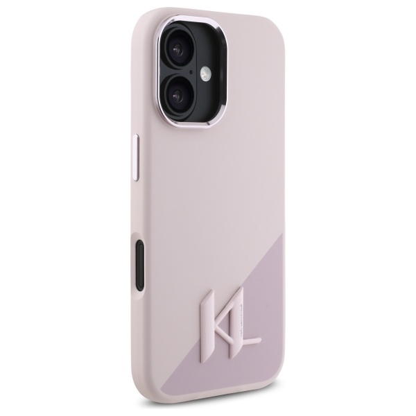 Чехол Karl Lagerfeld для iPhone 16 Silicone Shadow Metal Initial MagSafe, розовый