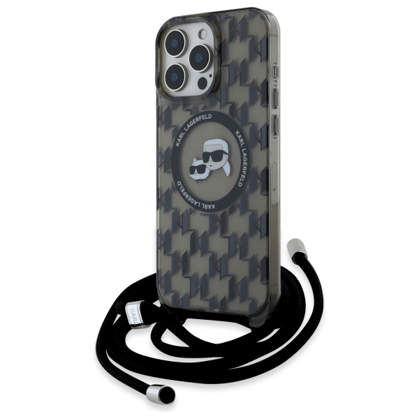 Karl Lagerfeld iPhone 16 Pro Max Case IML Crossbody Monogram MagSafe, Black