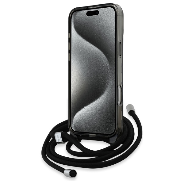 Karl Lagerfeld iPhone 16 Pro Max vāciņš IML Crossbody Monogram MagSafe, melns