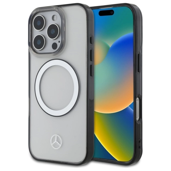 Mercedes MEHMP16X23HUOKC iPhone 16 Pro Max 6,9" caurspīdīgs cietais futrālis Ar drukātu MagSafe logotipu |...
