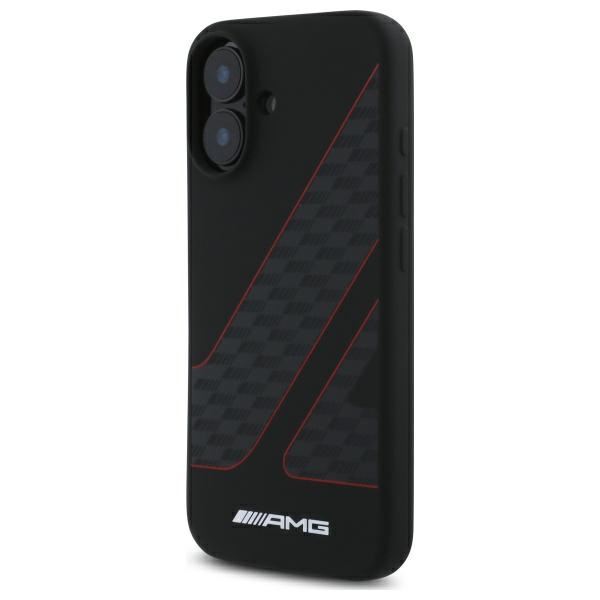 Mercedes AMG iPhone 16 vāciņš Checkered Flag Pattern MagSafe, melns