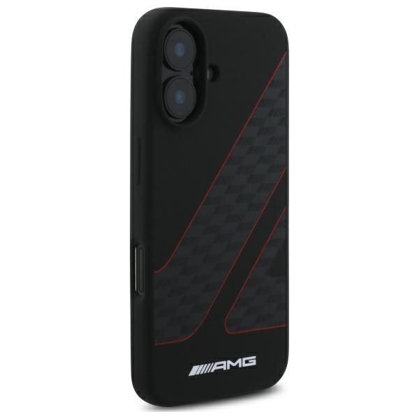 Mercedes AMG iPhone 16 vāciņš Checkered Flag Pattern MagSafe, melns