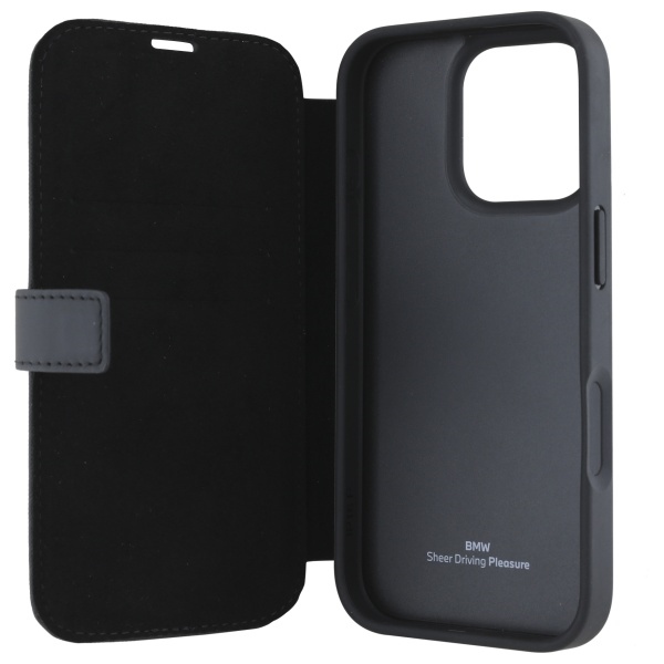 BMW BMBKP16X23RMRLK iPhone 16 Pro Max 6.9" black/black bookcase Signature Leather Wordmark