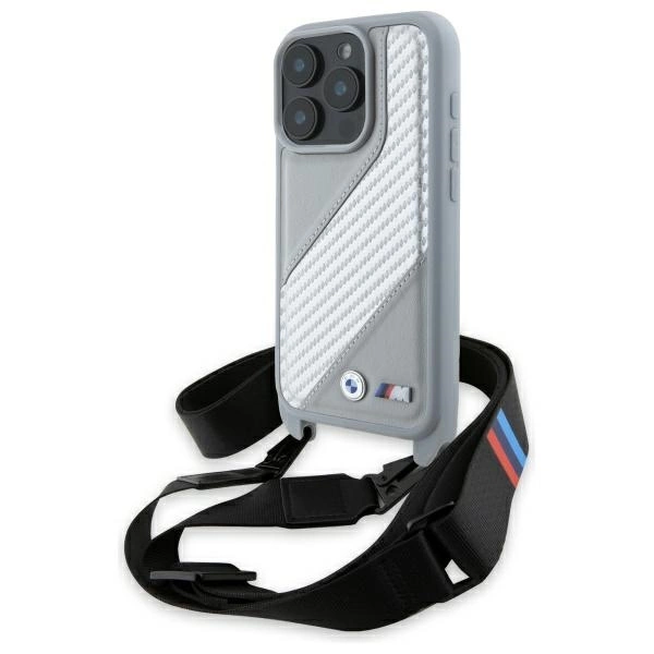 BMW BMHCP16L23PSCCG iPhone 16 Pro 6.3" pelēks/pelēks cietais futrālis M Edition Carbon Stripe & Strap |...