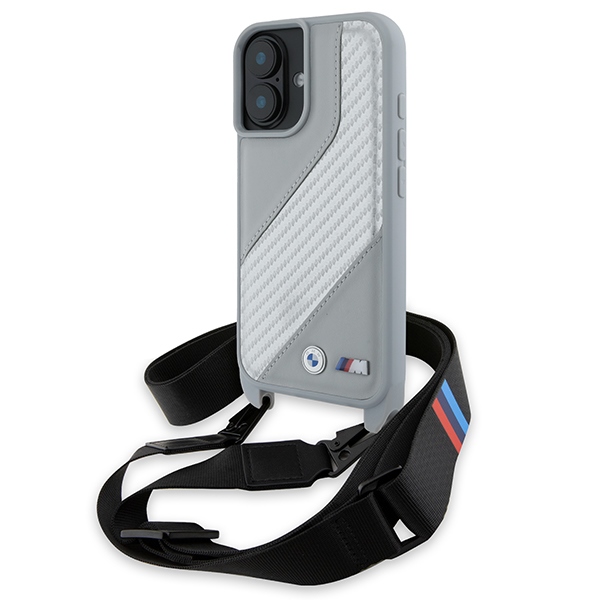 BMW iPhone 16 vāciņš M Edition Carbon Stripe & Strap, pelēks