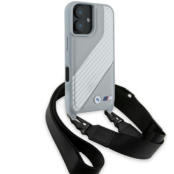 BMW iPhone 16 vāciņš M Edition Carbon Stripe & Strap, pelēks