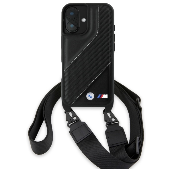 BMW iPhone 16 Case M Edition Carbon Stripe & Strap, Black