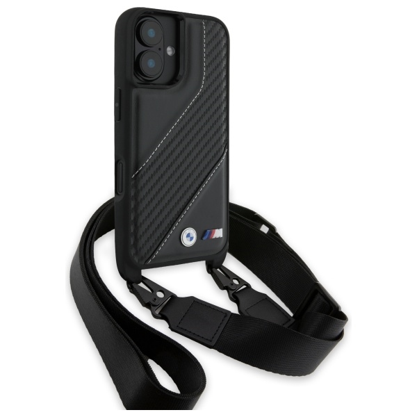 BMW iPhone 16 Case M Edition Carbon Stripe & Strap, Black