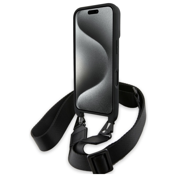 BMW iPhone 16 Case M Edition Carbon Stripe & Strap, Black