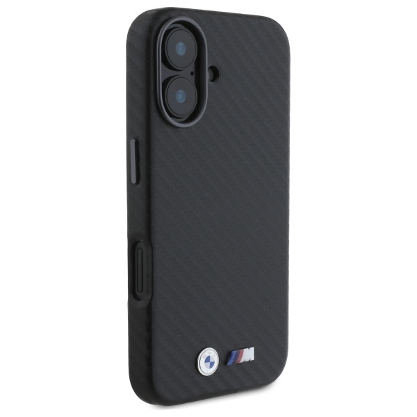 BMW iPhone 16 Case Carbon Wrapped Metal, Black