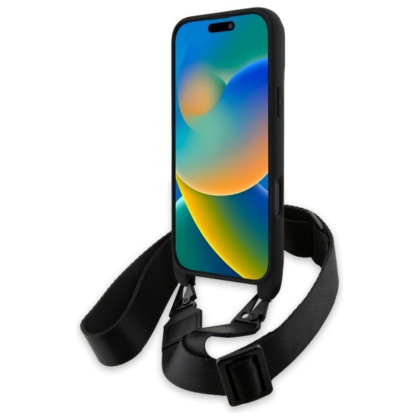 BMW iPhone 16 Pro Max vāciņš M Edition Carbon Stripe & Strap, melns