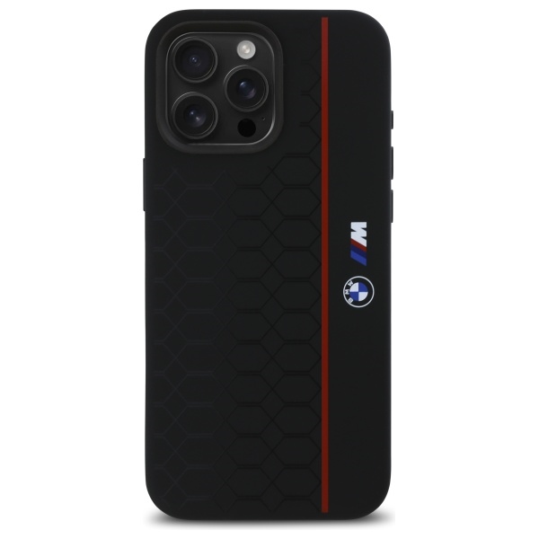 BMW BMHMP16X23SHER iPhone 16 Pro Max 6.9" black/black hardcase Silicone Hexagon Red Line MagSafe