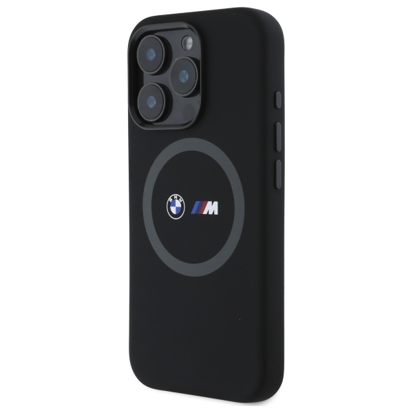 BMW iPhone 16 Pro Max Case M Silicone Printed Ring MagSafe, Black