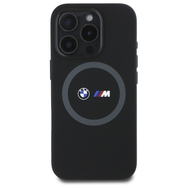BMW iPhone 16 Pro Max Case M Silicone Printed Ring MagSafe, Black