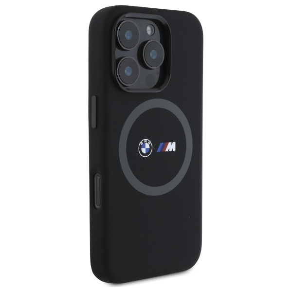 BMW iPhone 16 Pro Max Case M Silicone Printed Ring MagSafe, Black