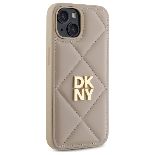 Dkny iPhone 14 vāciņš Quilted Stack Logo, bēšs