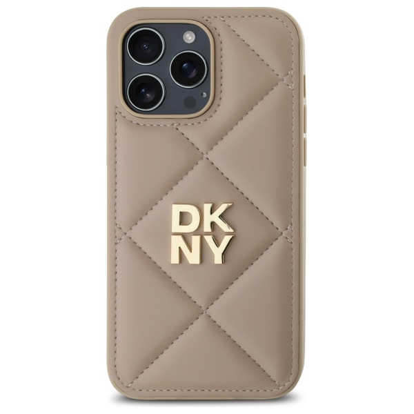 DKNY iPhone 14 Pro Max vāciņš Quilted Stack Logo, bēšs