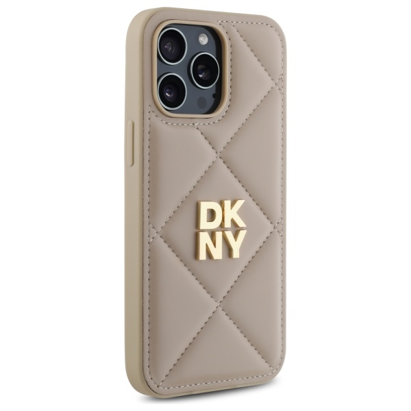 DKNY iPhone 14 Pro Max vāciņš Quilted Stack Logo, bēšs