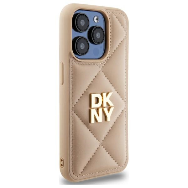 Чехол DKNY для iPhone 15 Pro Quilted Stack Logo, бежевый