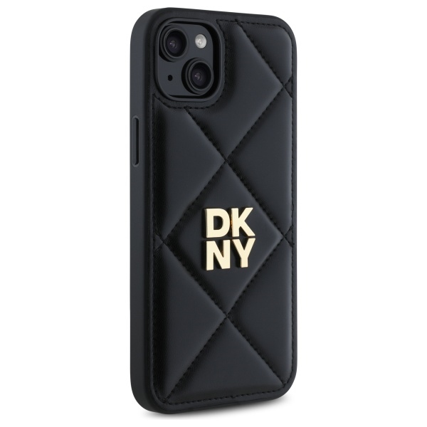 DKNY iPhone 15 Plus vāciņš Quilted Stack Logo, melns