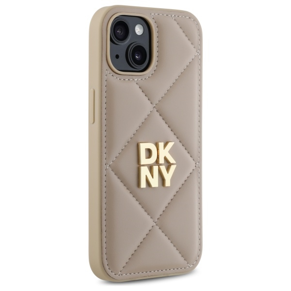 DKNY iPhone 15 Case Quilted Stack Logo, Beige