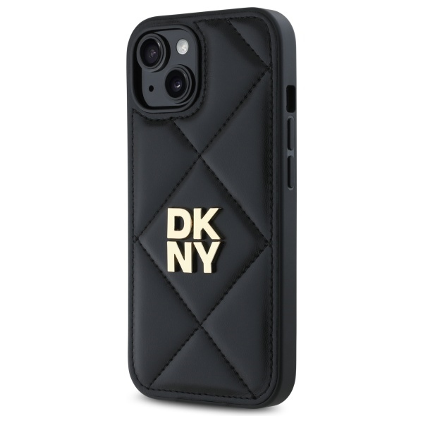 DKNY iPhone 15 Case Quilted Stack Logo, Black