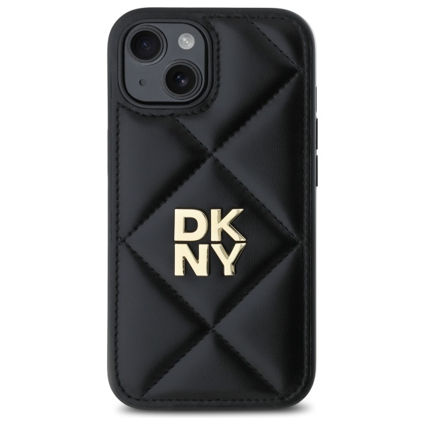 DKNY iPhone 15 Case Quilted Stack Logo, Black