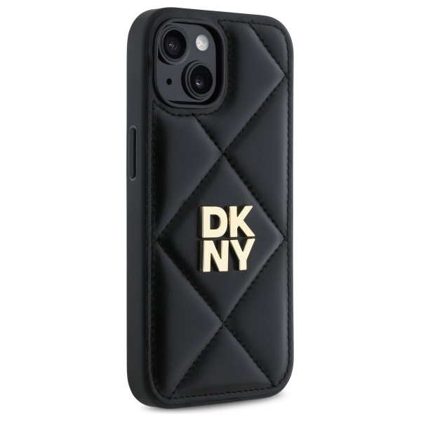 DKNY iPhone 15 Case Quilted Stack Logo, Black