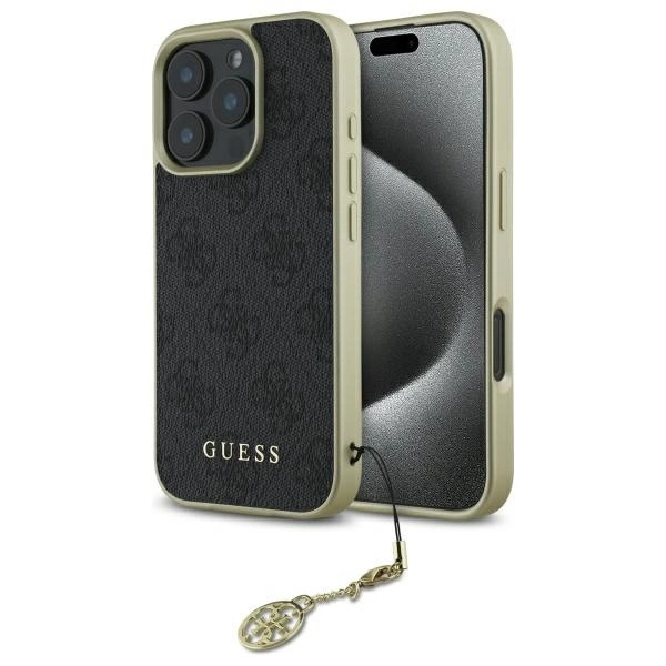Guess GUHCP16LGF4GGR iPhone 16 Pro 6.3" melns/ melns cietais futrālis 4G Charms Collection | black/black hardcase