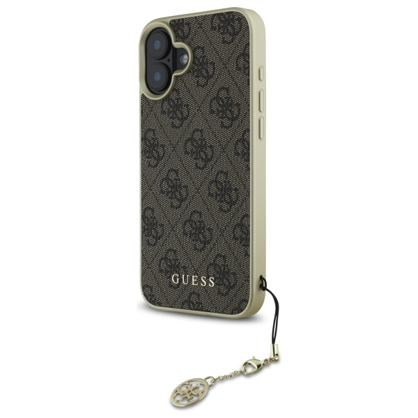 Guess iPhone 16 Plus vāciņš 4G Charms Collection, brūns