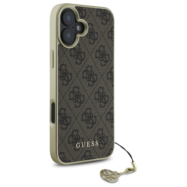 Guess iPhone 16 Plus vāciņš 4G Charms Collection, brūns
