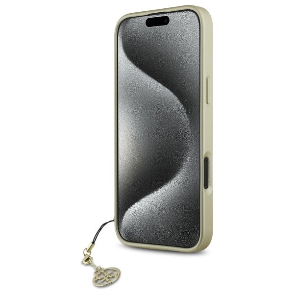 Guess iPhone 16 Plus vāciņš 4G Charms Collection, brūns
