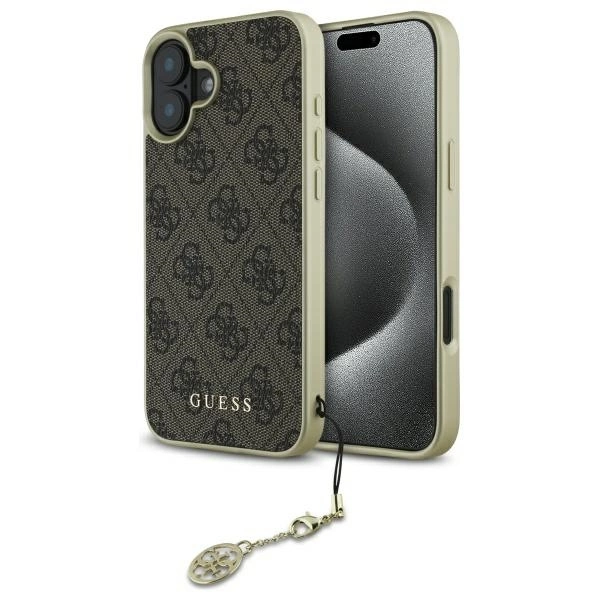 Guess GUHCP16SGF4GBR iPhone 16 6.1" brūns/brūns cietais futrālis 4G Charms Collection | brown/brown hardcase