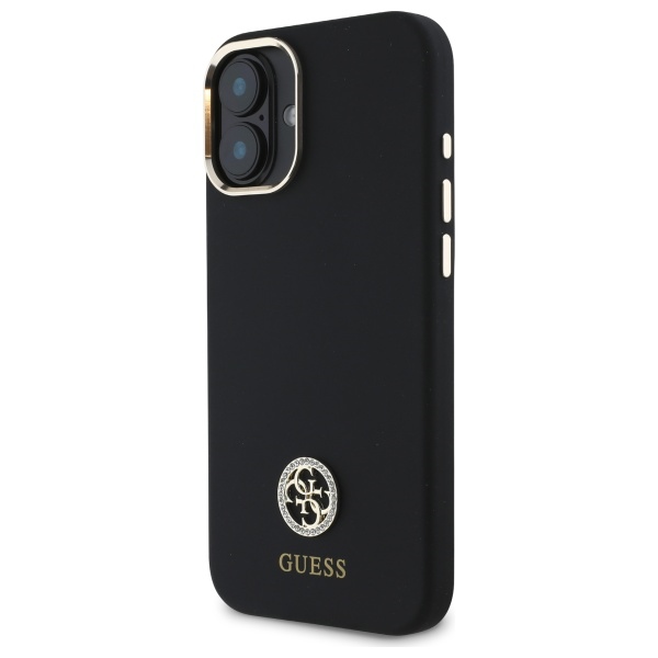 Guess iPhone 16 Case Silicone Logo Strass 4G, Black