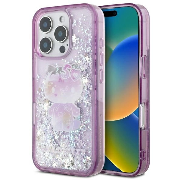 Apple iPhone 16 Pro 6.3'' Hello Kitty Hardcase Liquid Glitter 50TH Anniversary Party Cover Case, Purple | Telefona...
