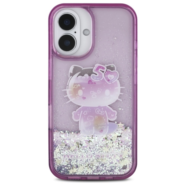Hello Kitty iPhone 16 Case Liquid Glitter 50TH Anniversary Party, Purple