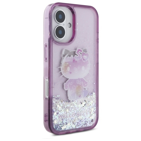 Hello Kitty iPhone 16 Case Liquid Glitter 50TH Anniversary Party, Purple