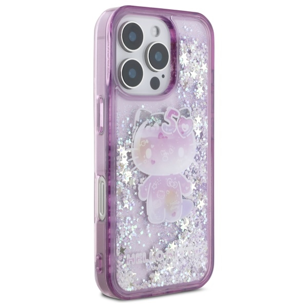 Hello Kitty iPhone 16 Pro Max vāciņš Liquid Glitter 50th Anniversary, violets