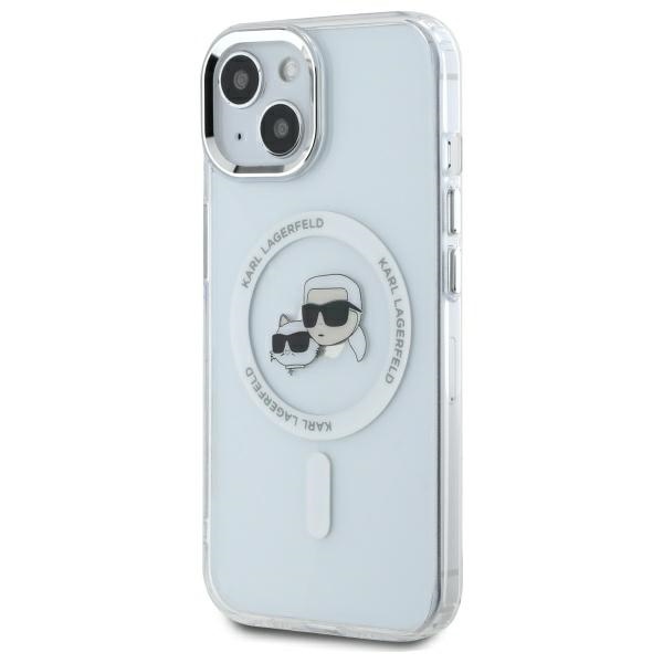 Karl Lagerfeld iPhone 14 vāciņš IML Metal Karl & Choupette MagSafe, balts