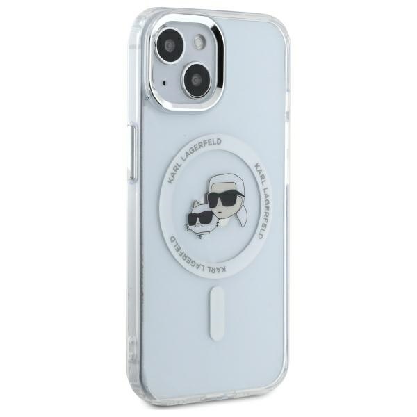 Karl Lagerfeld iPhone 14 vāciņš IML Metal Karl & Choupette MagSafe, balts