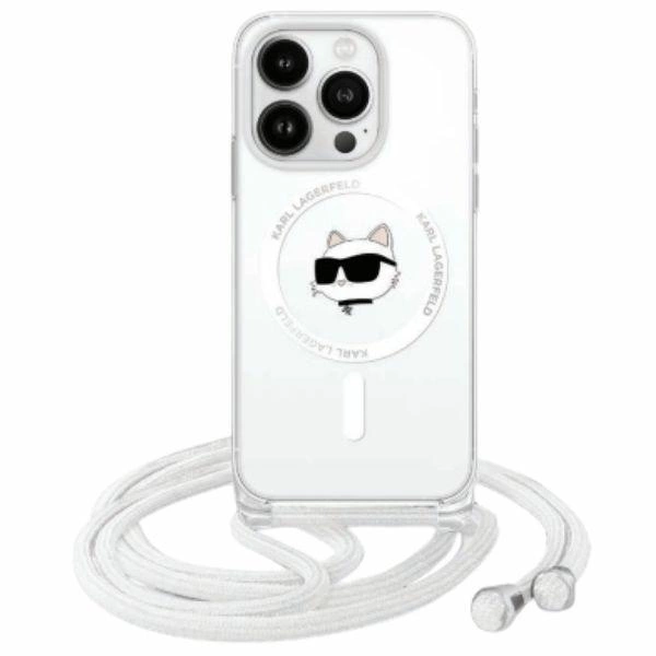 Apple iPhone 16 6.1'' Karl Lagerfeld Crossbody IML Choupette Head Magsafe Cover Case, Transparent