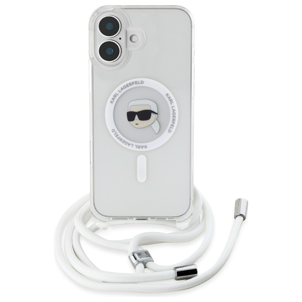 Karl Lagerfeld iPhone 16 Case Crossbody IML Karl Head MagSafe, Transparent
